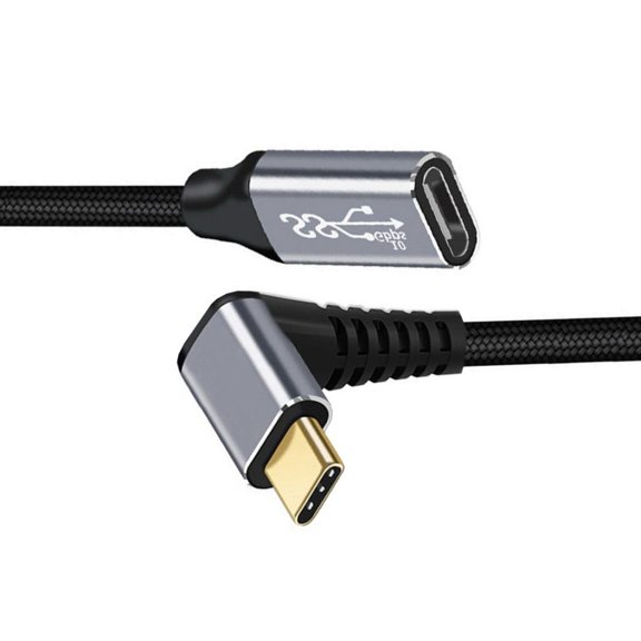 WHFNDF-CY USB C USB 3.1 Type C Male to Female Extension Data Cable 90 Degree Angled 10Gbps 100W 0.2M