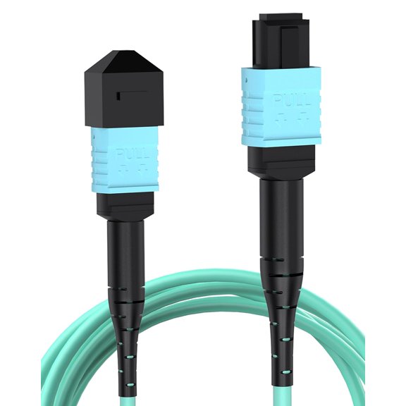 WHFNDF-MPO to MPO Fiber Cable, 0.9M /3ft OM3 Multimode M P O Cable 12 Core Strand Compatible with 8 Core for QSFP+Transceivers MTP Compatible Application