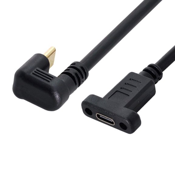 WHFNDF-USB 3.1 Gen 2 10Gbps USB C Male to Female 180 Degree U Shape Angled Fast Charging Data Video Transfer Extension Cable with Panel Mount Hole 0.3M
