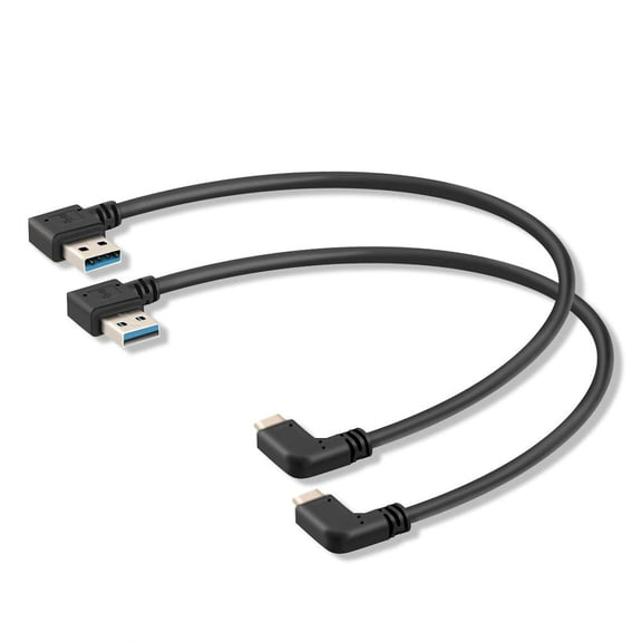 WHFNDF-USB C 90 Degree Right Angle Cable Extension USB 3.0 Type c Cable Left & Right Angle Male (30CM,12IN)(2 Pack)