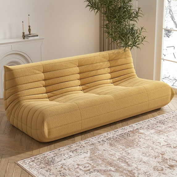 WHGBJA 3 Seaters Oversize Bean Bag Chair,Lazy Floor Togo Sofa Lounger,High-Density Sponges Filling Sofa Comfy Chairs for Adults,Fireside Chair Furniture Gift for Living Room Bedroom,Yellow