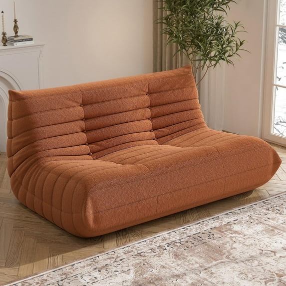 WHGBJA Lazy Floor Togo Sofa Lounger High-Density Sponges Filling and Comfy for Adults Loveseat Oversize Bean Bag Chair, Orange