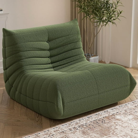 WHGBJA Adults Comfy and Soft Teddy Material Togo Sofa and Lounge Bean Bag Chair, Green