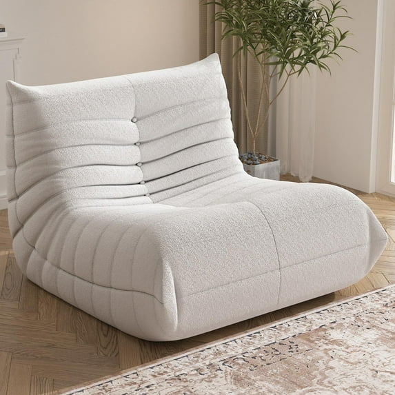 WHGBJA Adults Comfy and Soft Teddy Material Togo Sofa and Lounge Bean Bag Chair, White
