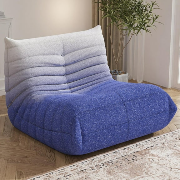 WHGBJA Adults Comfy and Soft Knitted Fabric Togo Sofa and Lounge Bean Bag Chair, Gradient White+Blue