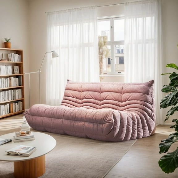 WHGBJA 3 Seaters Oversize Bean Bag Chair,Lazy Floor Togo Sofa Lounger,High-Density Sponges Filling Sofa Comfy Chairs for Adults,Fireside Chair Furniture Gift for Living Room Bedroom,Pink