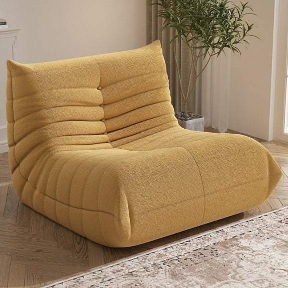 WHGBJA Adults Comfy and Soft Teddy Material Togo Sofa and Lounge Bean Bag Chair, Yellow