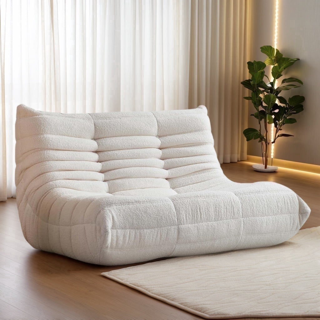 WHGBJA Oversize Bean Bag Chair for Adults, Comfy Chair High-Density Sponges Filling Loveseat Bean Bag Sofa for Teens, White