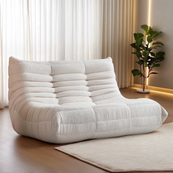 WHGBJA Oversize Bean Bag Chair for Adults, Comfy Chair High-Density Sponges Filling Loveseat Bean Bag Sofa for Teens, White