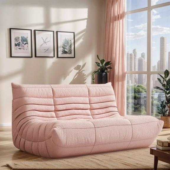 WHGBJA Lazy Floor Togo Sofa Lounger High-Density Sponges Filling and Comfy for Adults Loveseat Oversize Bean Bag Chair, Pink
