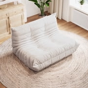 WHGBJA Adult Bean Bag Chair Loveseat Bean Bag Sofa High-Density Foam,Teddy Fabric Fireside Beanbags Lazy Sofa for Living Room Bedroom Office, White