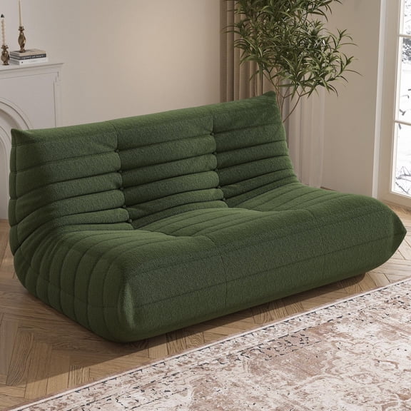 WHGBJA Lazy Floor Togo Sofa Lounger High-Density Sponges Filling and Comfy for Adults Loveseat Oversize Bean Bag Chair, Green