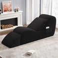 thumbnail image 1 of Yoga Curve Chair, Corduroy Yoga Chaise Lounge Chair for Adults, With Lumbar Pillow, Side Pocket, Ottoman, Modern Yoga Couch for Stretching and Relaxation, Black, 1 of 8