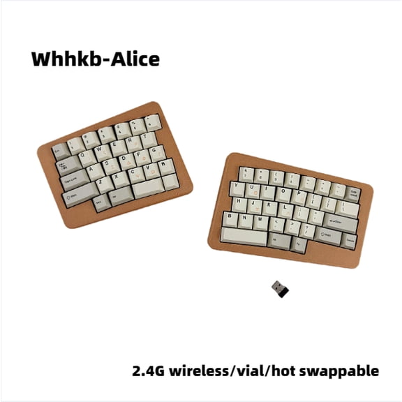 WHHKB Wireless Split Ergonomic Keyboard, Alice Layout 2.4G Hot Swappable with VIAL Support