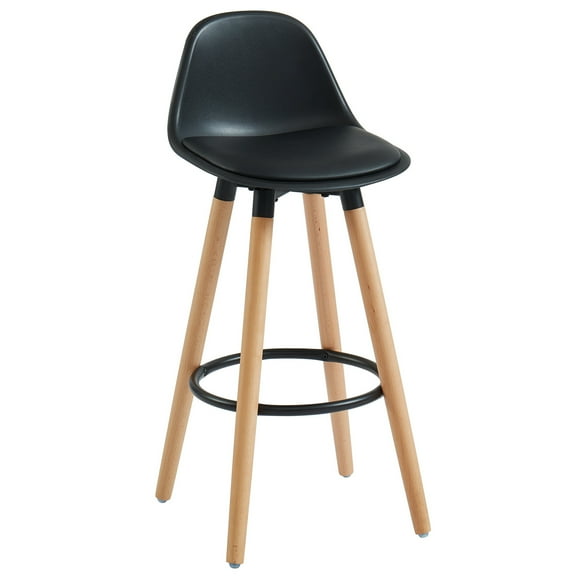 WHI Diablo 26" ABS Plastic/Solid Wood Counter Stools in Black (Set of 2)