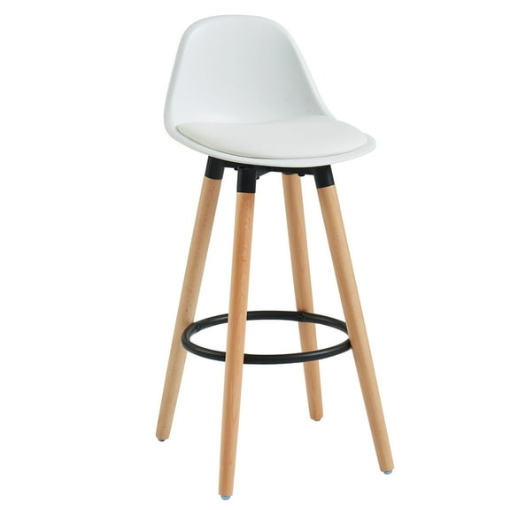 WHI Diablo 26" ABS Plastic/Solid Wood Counter Stools in White (Set of 2)