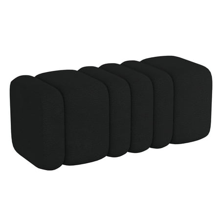 WHI Contemporary Boucle Fabric Large Ottoman Bench Black