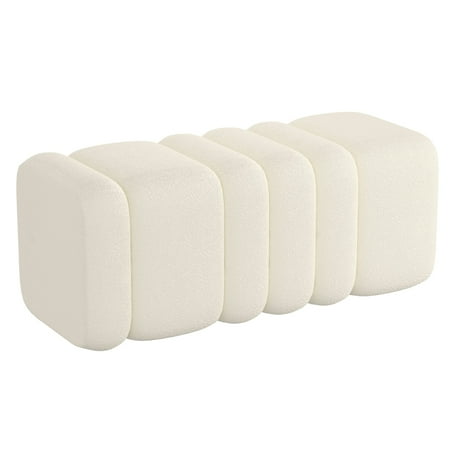 WHI Contemporary Boucle Fabric Large Ottoman Bench Ivory