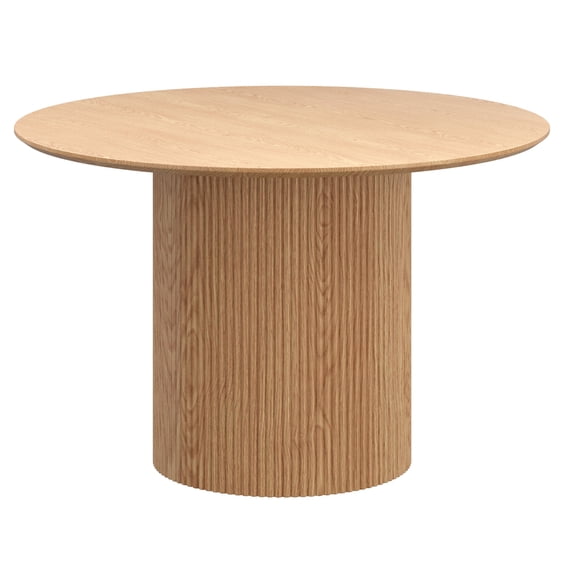 WHI Mid-Century Modern Engineered Wood & Oak Veneer Round Dining Table - Natural