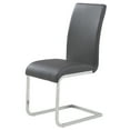 thumbnail image 1 of Contemporary Faux Leather and Metal Dining Chair Set of 2 Grey and Chrome, 1 of 5