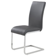 Contemporary Faux Leather and Metal Dining Chair Set of 2 Grey and Chrome