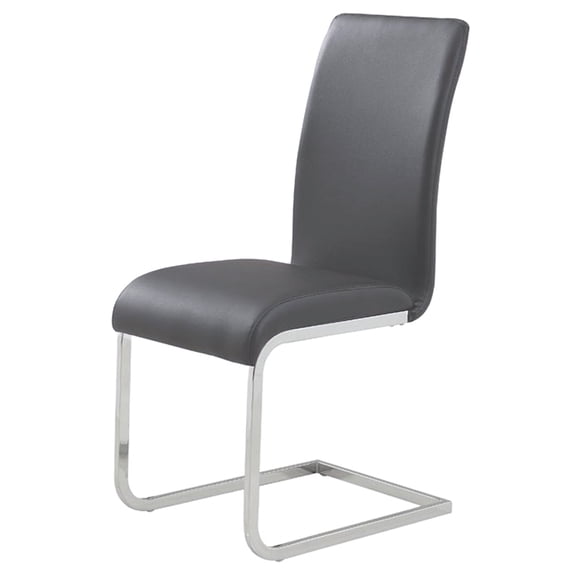 Contemporary Faux Leather and Metal Dining Chair Set of 2 Grey and Chrome