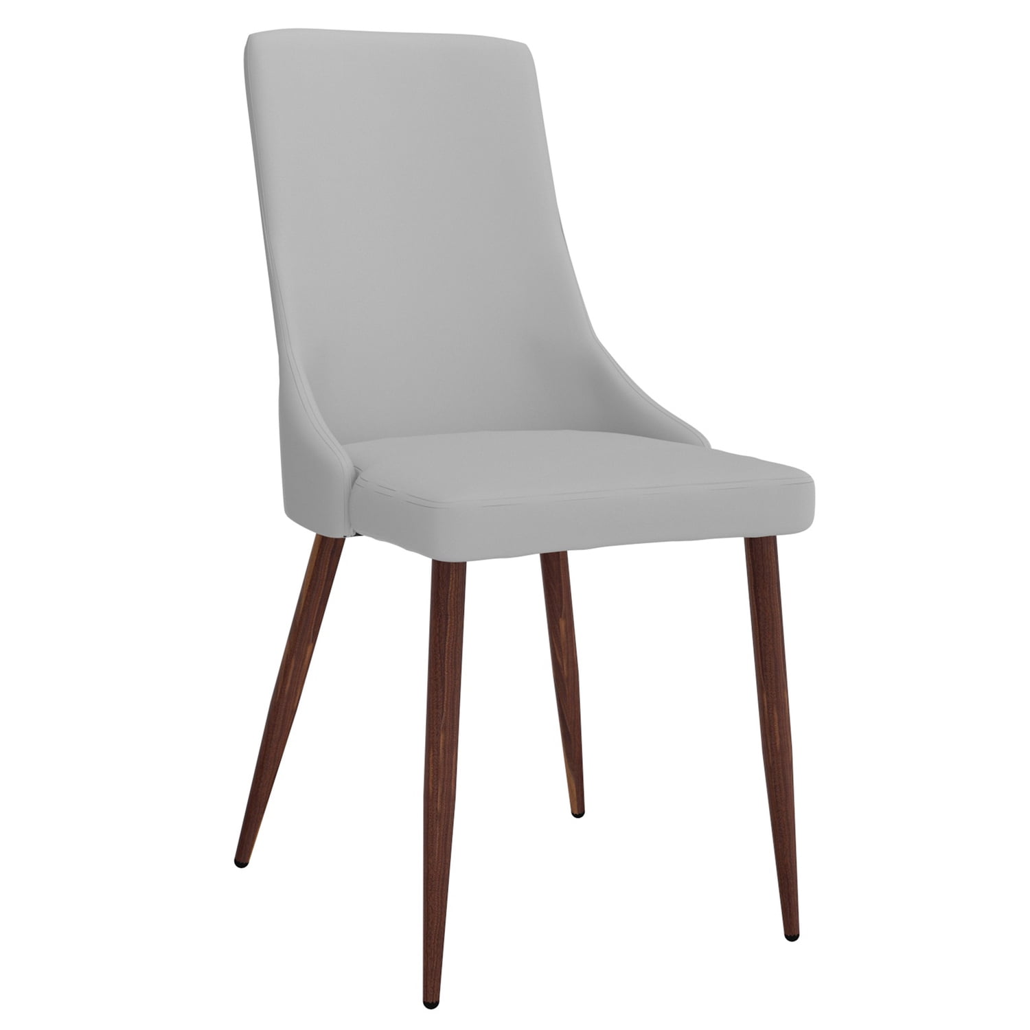 Cora Luxe Faux Leather Upholstered Side Chair in Gray and Walnut