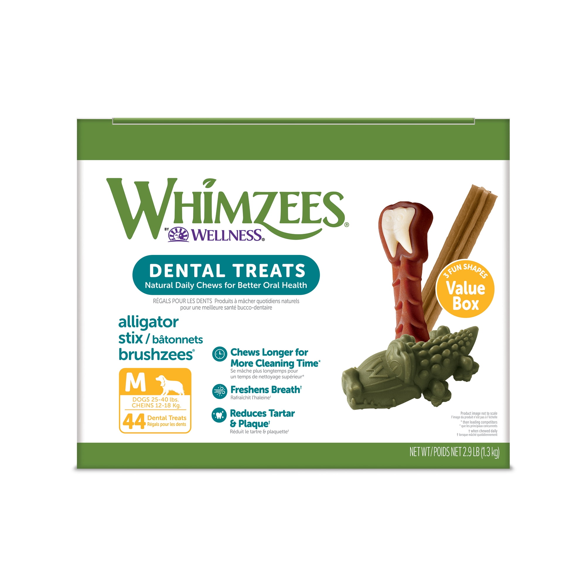 WHIMZEES Medium Natural Dental Value Box Dog Treats, 44 count