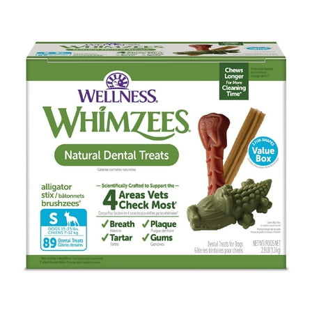 Wellness WHIMZEES Value Box Dog Dental Treats, Natural Chews, Small Size, (89 Count)