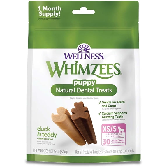 WHIMZEES Wellness Puppy Dog Dental Treats, Extra Small & Small Size Stick, (30 Count)