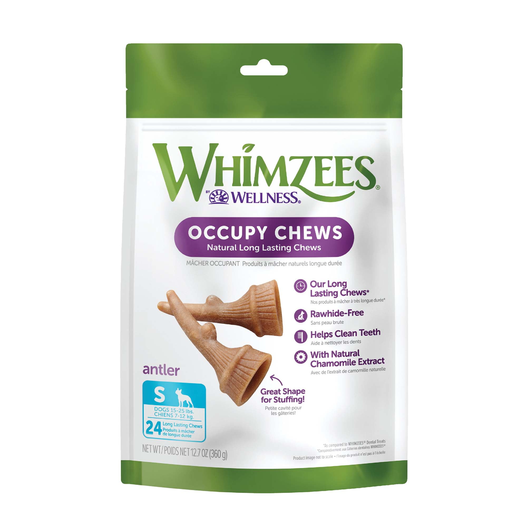 WHIMZEES by Wellness Occupy Antler Natural Grain Free Dental Chews for Dogs, Small Breed, 24 count