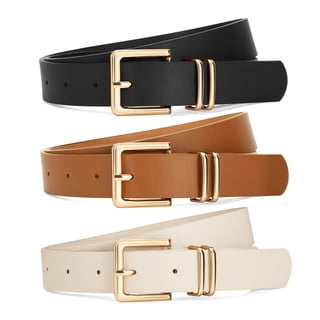 WHIPPY 3 Pack Women Leather Belts for Jeans Pants Casual Ladies Waist Belt for Dresses