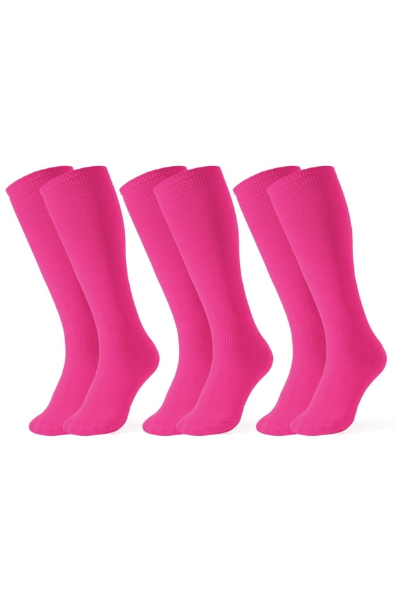 3 Pairs Baseball Socks for Youth Kids Boys Girls Knee High Tube Socks for Softball Football Soccer
