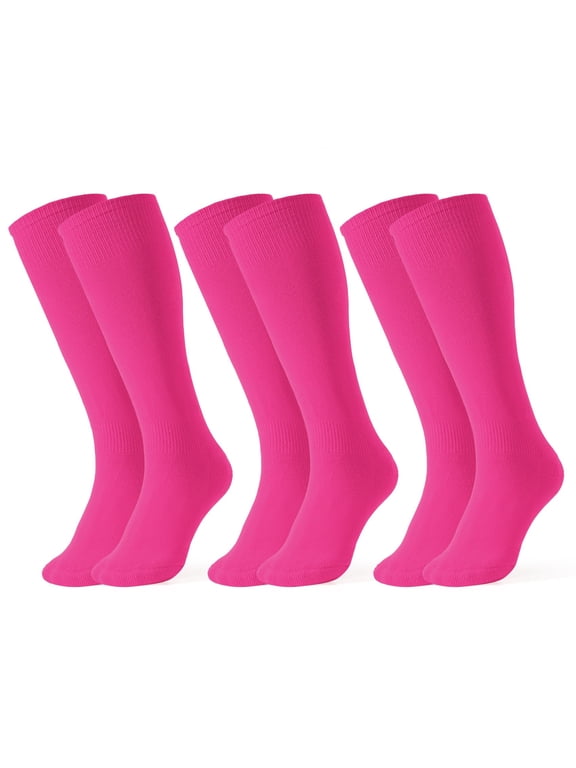 3 Pairs Baseball Socks for Youth Kids Boys Girls Knee High Tube Socks for Softball Football Soccer
