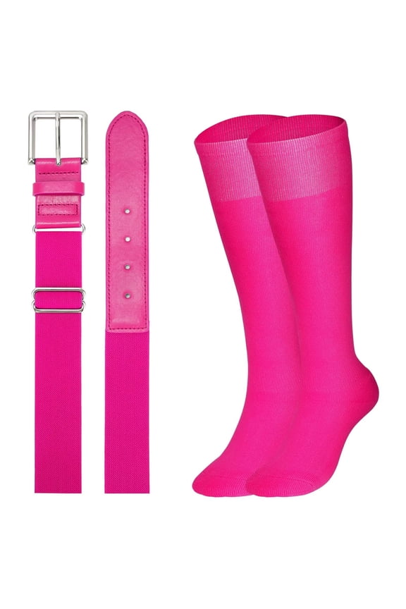 Baseball Belt and Socks Combo for Youth Boys Girls Softball Belt Adjustable Elastic Belt for Kids Children