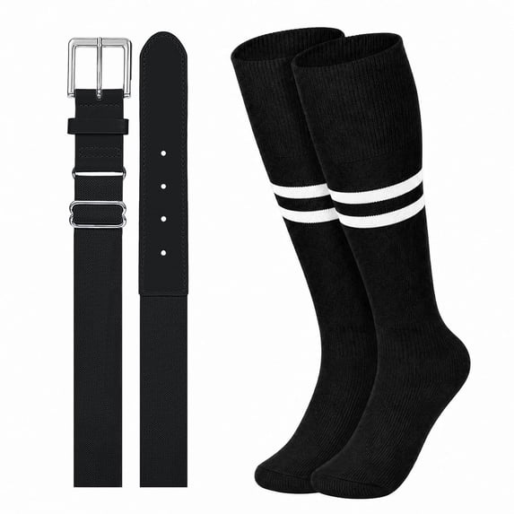 WHIPPY Baseball Socks and Belt for Youth Adult Softball Socks and Elastic Belt