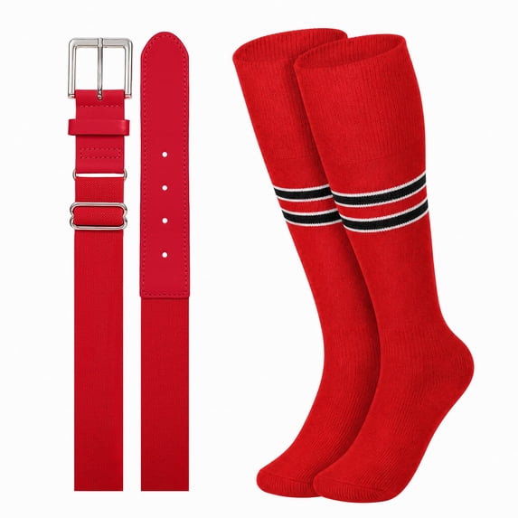 WHIPPY Baseball Socks and Belt for Youth Adult Softball Socks and Elastic Belt