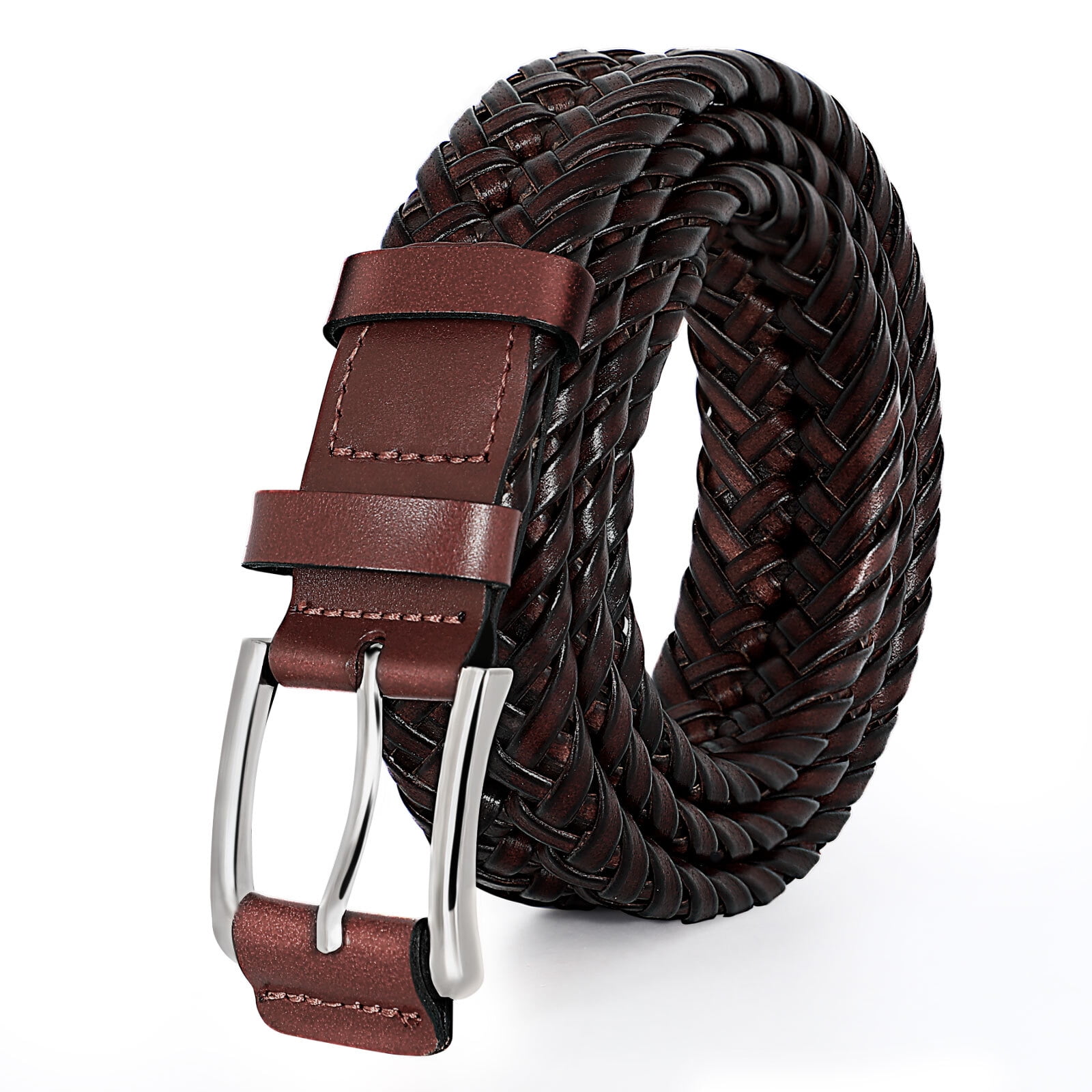 WHIPPY Braided Leather Belts for Men, Mens Woven Belt for Jeans