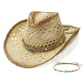 thumbnail image 1 of WHIPPY Cowboy Hat for Men Women Western Cowgirl Hat Wide Brim Straw Hat with 2 Pcs Hatbands, 1 of 7