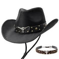 thumbnail image 1 of WHIPPY Cowboy Hat for Men Women Western Cowgirl Hat Wide Brim Straw Hat with 2 Pcs Hatbands, 1 of 9