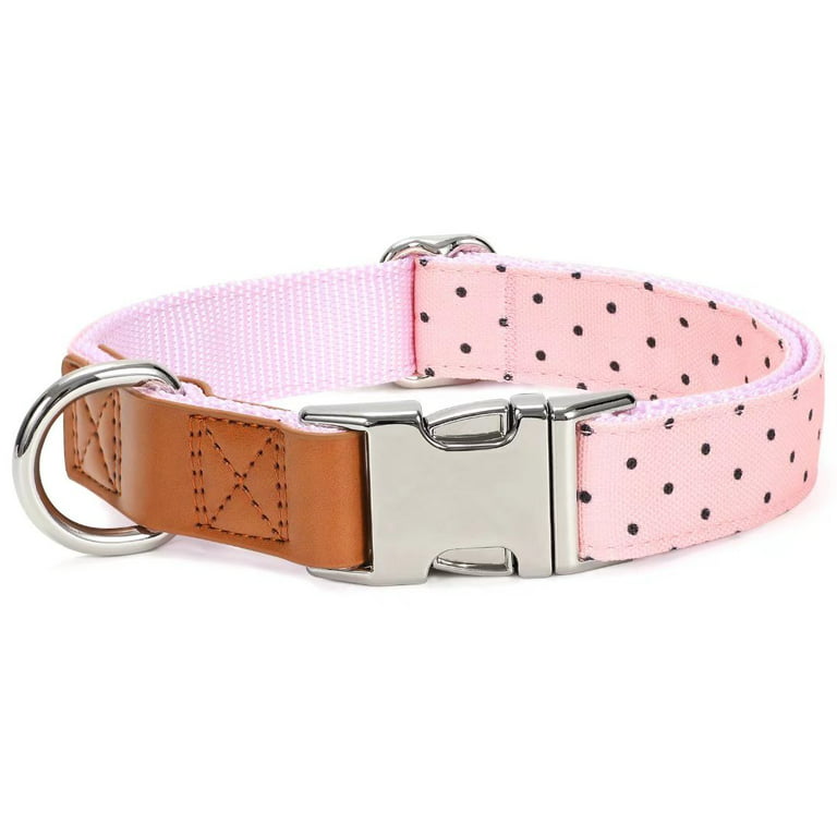 Whippy Dog Collar with Quick Release Buckle, Cute Girl Dog Collar for Small Medium Large Dogs, Pink