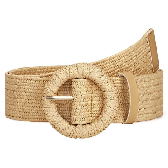 WHIPPY Elastic Belt for Women Ladies Straw Woven Stretch Waist Belts for Dresses