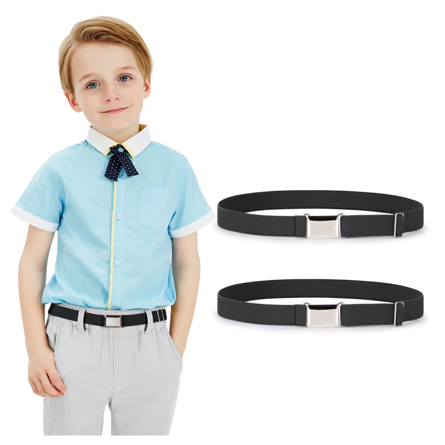 Kids Elastic Adjustable Belts for Girls Easy Buckle Invisible Flat Buckle  Stretchy Belt for Kids Boys Girls