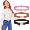 thumbnail image 1 of WHIPPY Kids Elastic Belts for Girls Toddler Adjustable Stretch Belts with Heart Buckle, 1 of 9