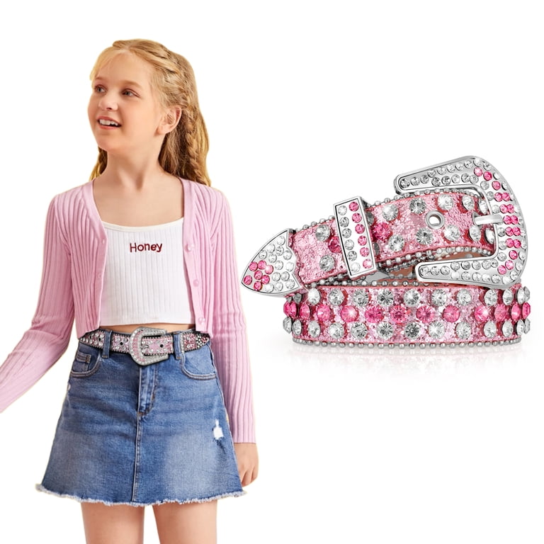 Ceinture Enfant West Star Texas – Bleu Strass Western, Taille M (pantalon 15-19)