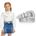 thumbnail image 1 of WHIPPY Kids Rhinestone Western Belt for Girls Boys, Studded Leather Belt for Jeans Dresses, 1 of 9