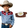 thumbnail image 1 of WHIPPY Kids Leather Belt for Boys Girls Western Cowboy Cowgirl Genuine Leather Belt for Jeans Dresses Gift, 1 of 7