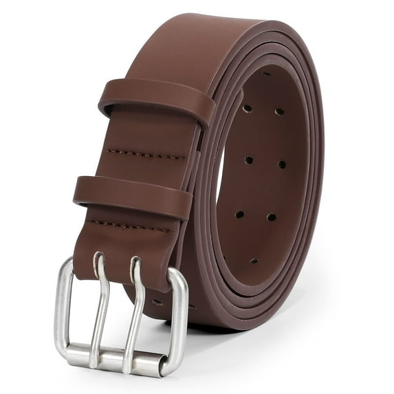 WHIPPY Leather Belt for Men, Mens Double Prong Casual Leather Belts for Jeans