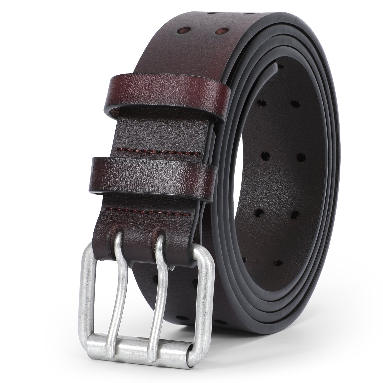 WHIPPY Leather Belt for Men, Mens Double Prong Casual Leather Belts for ...