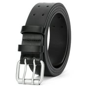 WHIPPY Leather Belt for Men, Mens Double Prong Casual Leather Belts for Jeans